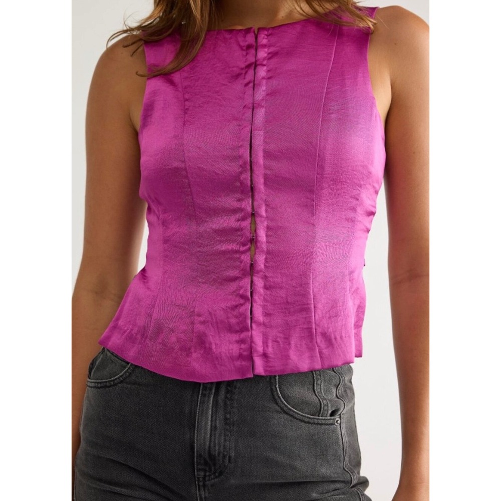 free people odessa corset top in vivid viola pink, women size x-small xs